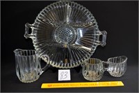 4 Matching Pieces of Crystal Large Serving Tray