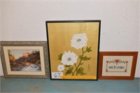 Lot of 3 Items - a Print, a canvas Painting and a