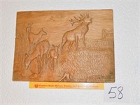 Wooden Hand carved Bull Elk w/Cow Elks & Calves -