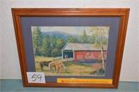 Framed Print - Horses, Covered Bridge Drink Cola