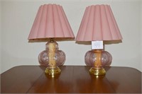 Matching Pair of Vintage Lamps Hand painted