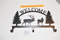 Metal Cut Out Welcome Sign - Bull Elk & Cow Elk -