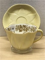 Shelley Teacup & Saucer - Yellow/brown Flowers