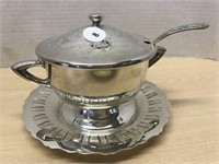 Rogers Silver Plate Server On Tray With Ladle