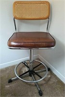 Vintage Metal, Wood and Vinyl Chair.