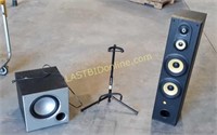 Two Speakers and Guitar Stand