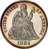 10C 1884 PCGS PR67+ CAM CAC