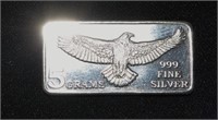 .999 Fine Silver 5 gram Bar