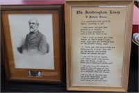 Framed Robert E. Lee W/Dug Artifacts & Other