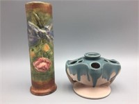 2 pottery items including Roseville;
