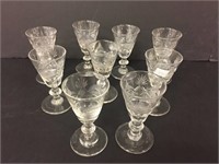 Lot of nine early cut glass cordials;