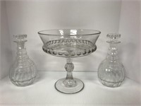 Compote and decanter lot;