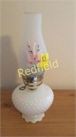 Lantern- White Hob Nail with painted Flower