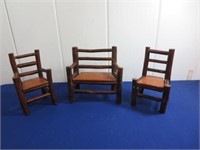 Vintage Wood Doll Chair Set