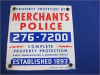 Vintage Porcelain Merchants Police Sign