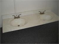 Double Sink Counter Top w/ Faucets 22 x61 Inch