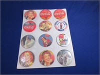 (12) Vintage Coca-Cola Pin Back Buttons