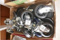 BOX OF VARIOUS SIZE WHEELS AND CASTORS