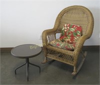 Wicker Style Chair w/ Side Table Removable Rockers