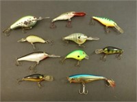 10 Fishing Lures - Rapala, Bomber, Ken Craft