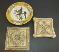 * 2 Floral Wall Sconces, Bird Plate with Hanger