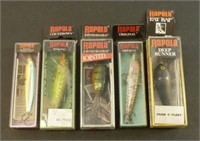 5 New Rapala Lures in Box - Sinking, Jointed