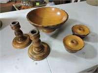 Wood Bowl & Candle Set