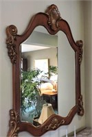 Ornate Walnut Framed Hall Mirror
