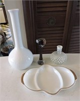 Vases. Art Glass, Hobnail, Milk Glass