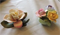 Bisque Porcelain Flower & Porcelain Flower Basket