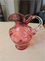Small Cranberry Pitcher, 6" T