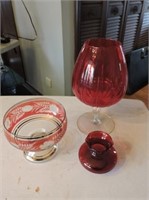 Cranberry Colored Glass, Tallest 11"