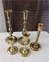 5 Brass Candlesticks
