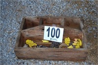 Wooden Tool Holder with Contents
