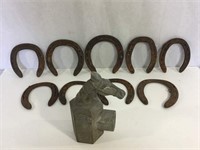Vintage Metal Gate Post Topper and Horseshoes