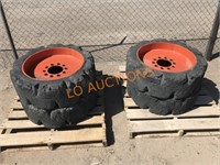 4pc Bobcat Skid Steer Rim / Solid Tires