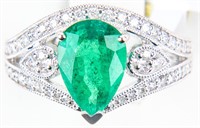 Jewelry Platinum Emerald & Diamond Ring
