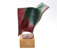 Enameled Copper Modernist Abstract Sculpture