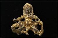 Chinese Tibetan Gilt Bronze White Jambhala-Antique