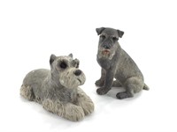 Two Dog Figurines -Cast Resin