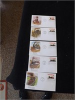 Vintage lot of First Day Issue Train Stamps