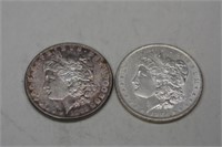 2 Morgan Silver Dollars 1885, 1883o