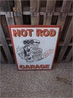 Vintage Metal HOT ROD Garage Sign