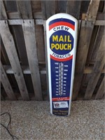 Vintage Metal Mail Pouch Tobacco Thermometer