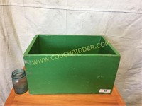 Green painted wooden apple crate