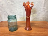Fenton carnival glass art glass vase