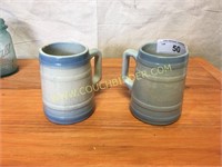 Stoneware blue rim mugs