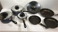 Lot of assorted KitchenAid sauté pans T-Fal sauté