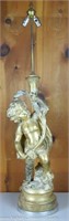 Vintage Gold Painted Cherub Table Lamp