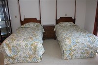 Pair of single beds and Baker night stand